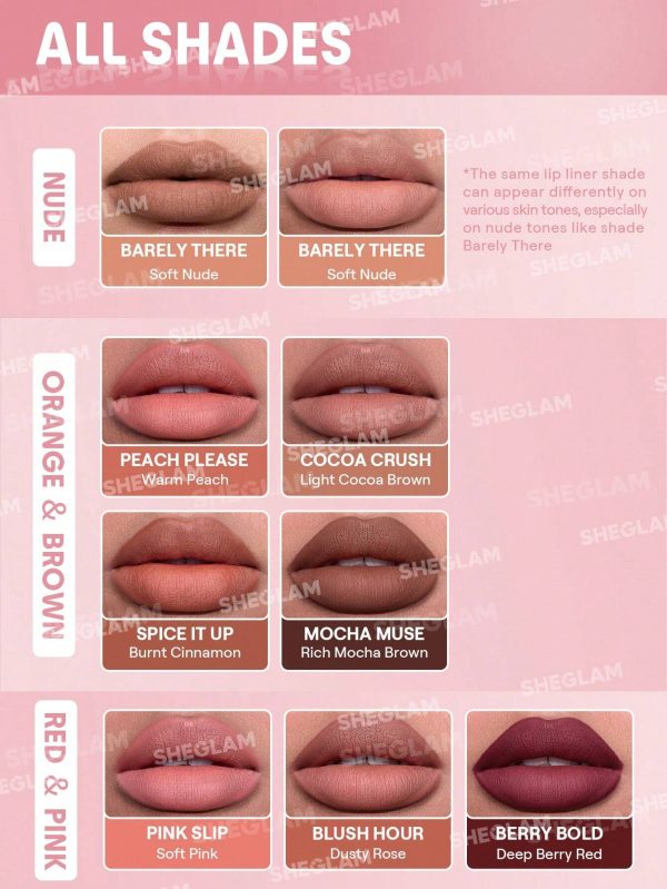 خط لب حجم دهنده شیگلم SheGlam Bold Booster Plumping Lip Liner - Image 8
